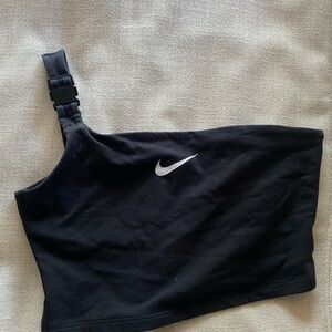Nike Black asymmetrical one shoulder crop top
